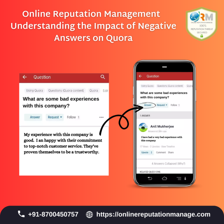 Online Reputation Management - Understanding the Impact of Negative Answers on Quora